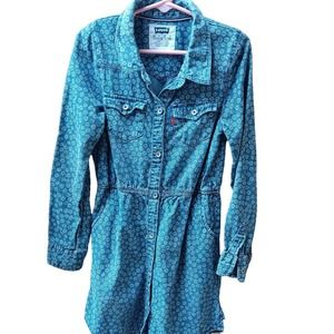 Levi's Girl's Blue Long-sleeved Button-up Dress Size 6x